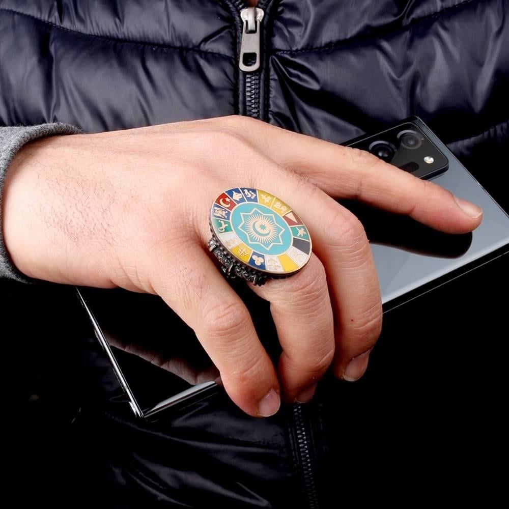 Türk Devletleri Teşkilatı İşlemeli Gümüş YüzükGrey Wolf Ring