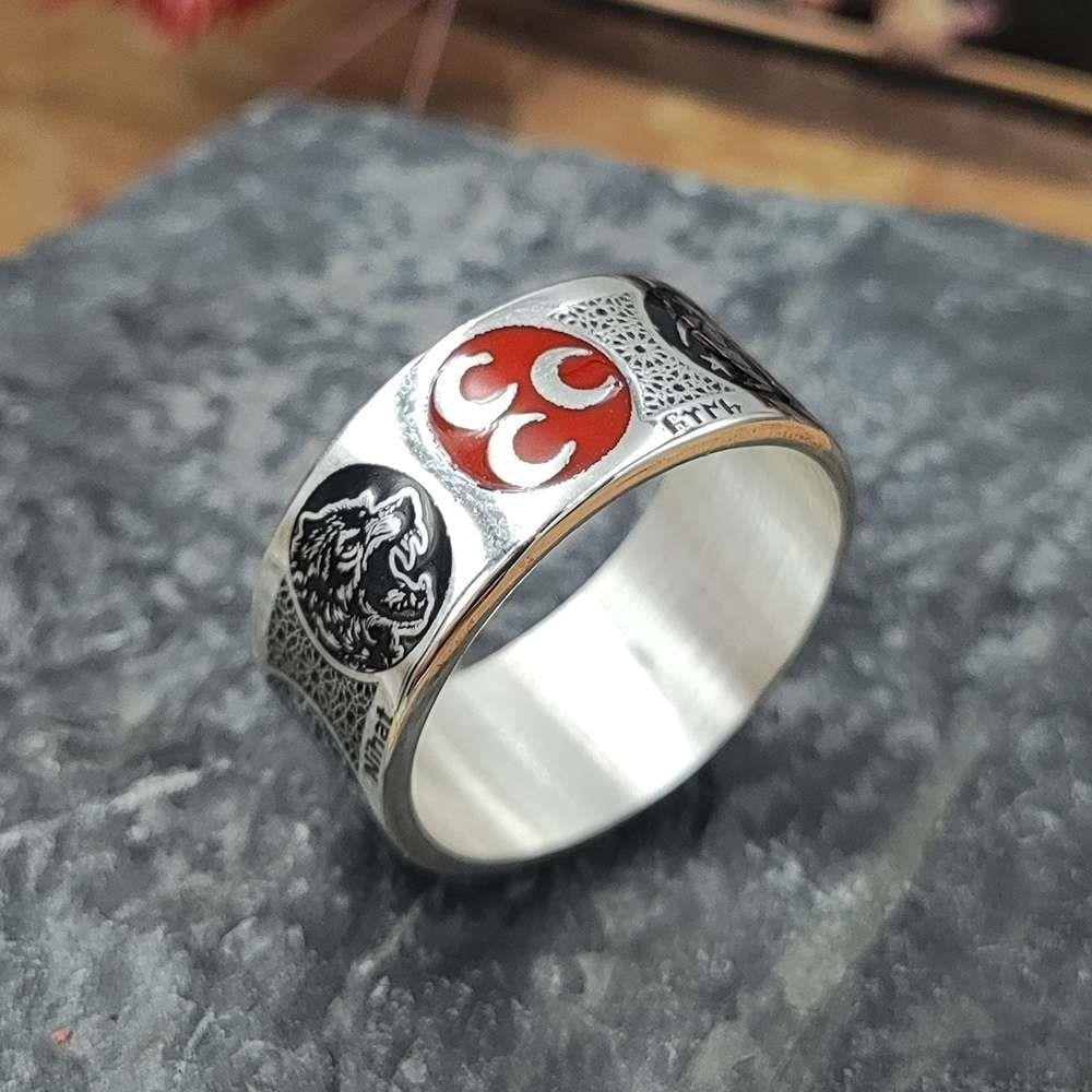 Türk Dünyası Kişiye Özel Gümüş Alyansİsim Yazılı Yüzük