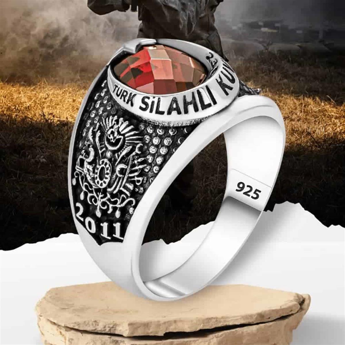Turkish Armed Forces Embroidered Silver Ring