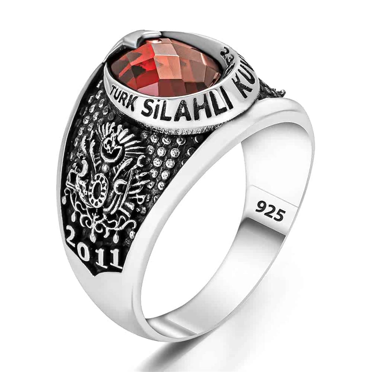 Turkish Armed Forces Embroidered Silver Ring