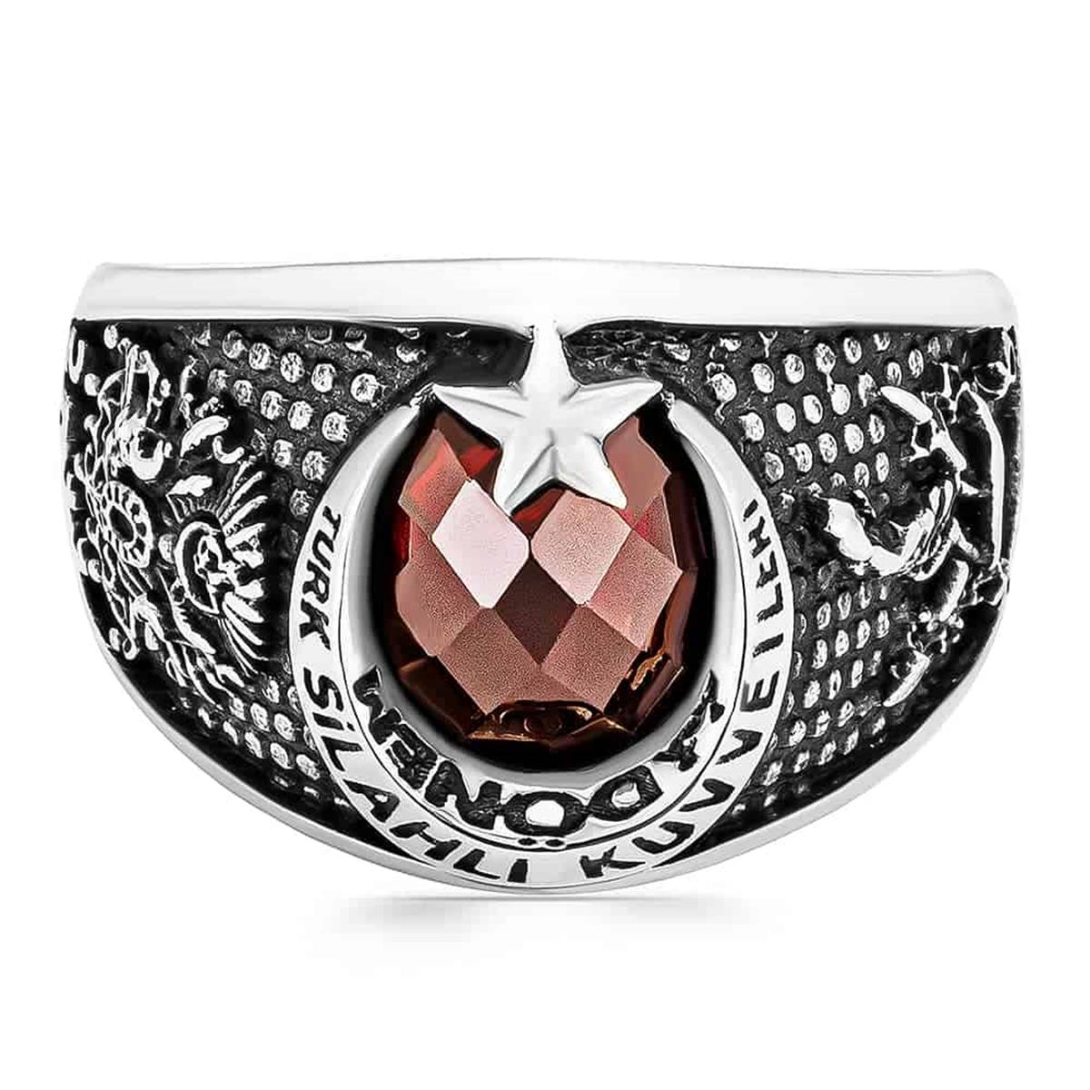 Turkish Armed Forces Embroidered Silver Ring