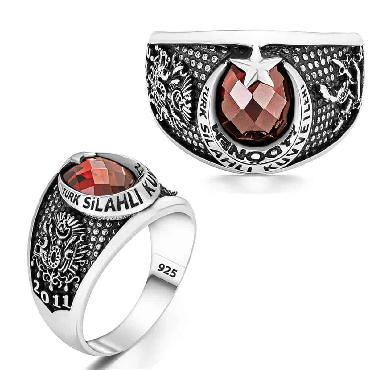 Turkish Armed Forces Embroidered Silver Ring