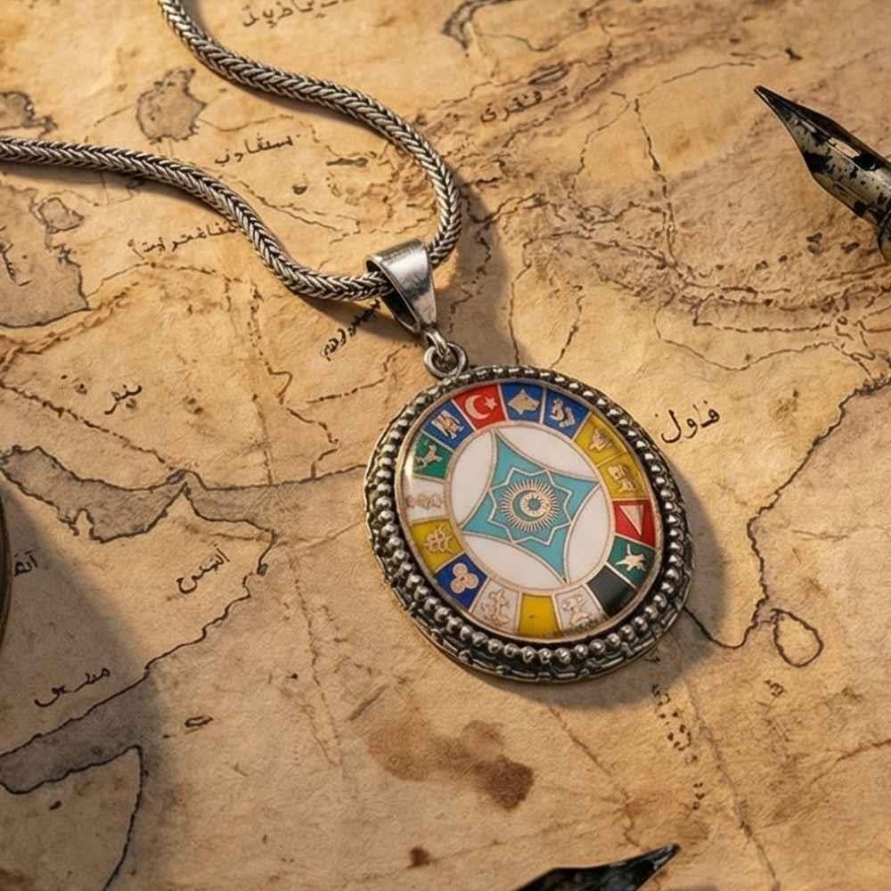 Türk Teşkilatı 16 Türk Devleti Gümüş Kolye16 Türk Devleti Kolye