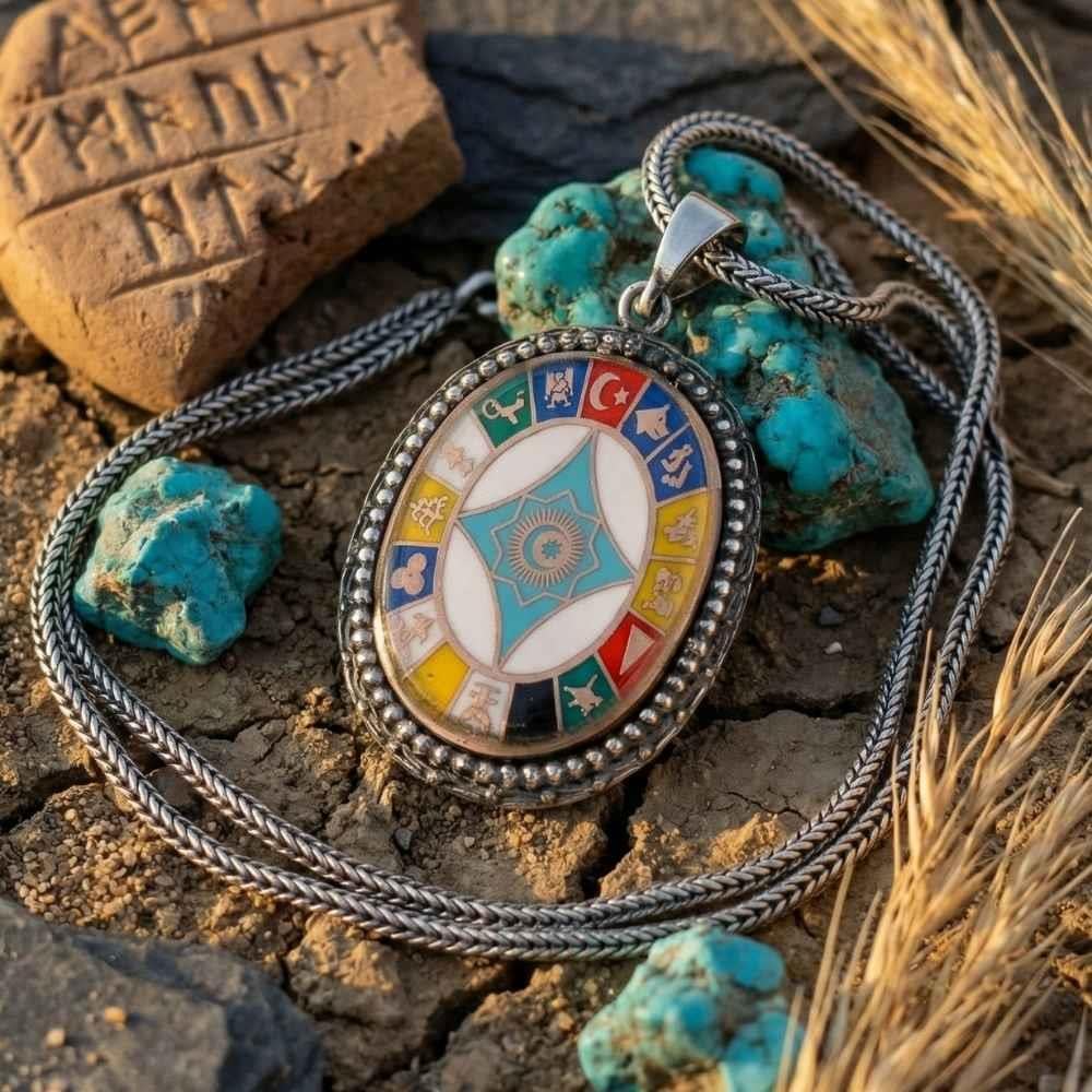 Türk Teşkilatı 16 Türk Devleti Gümüş Kolye16 Türk Devleti Kolye