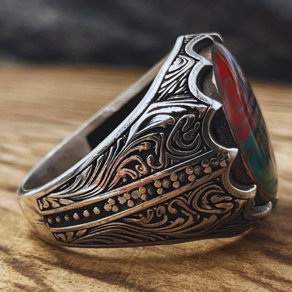 Türk Töresi 4 Sembol İşlemeli Gümüş Yüzük