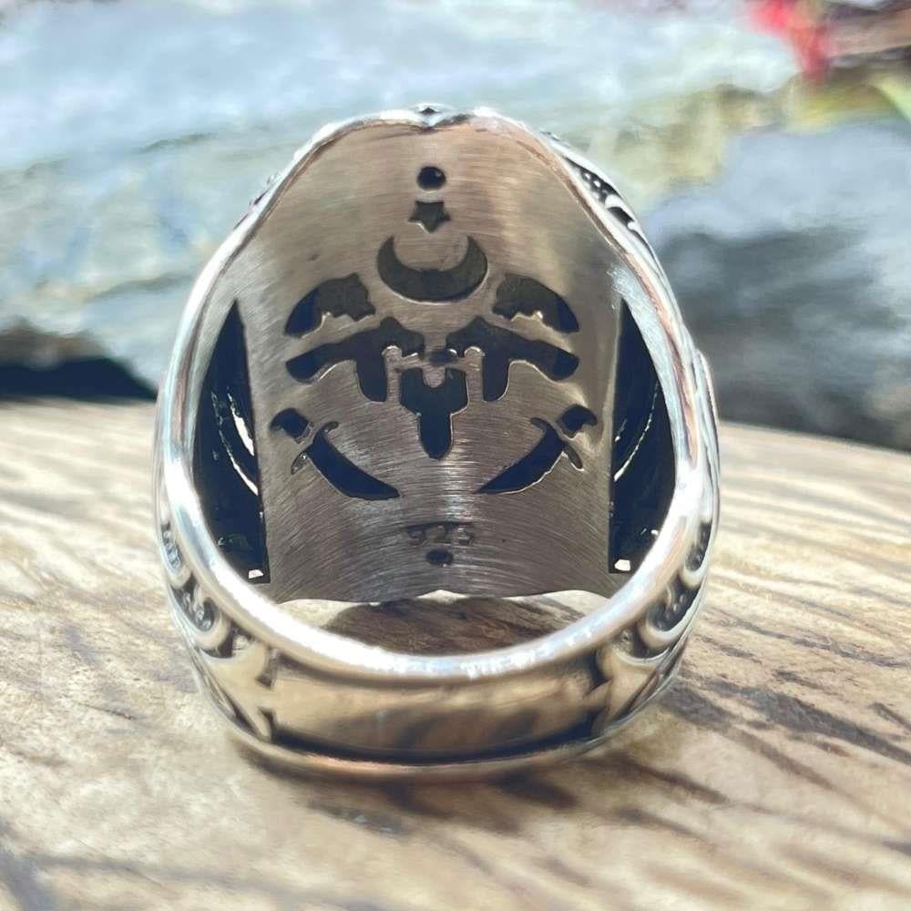 Turkuaz Taş İçi Aslan Gümüş YüzükAslan Yüzük