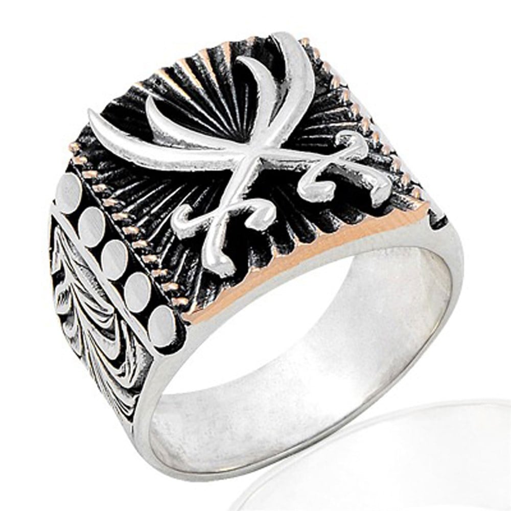 Üç Boyutlu Kılıç Motifli Gümüş Erkek Yüzük