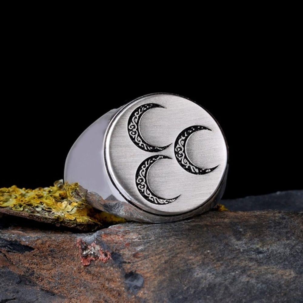 Üç Hilal 925 Ayar Gümüş Erkek YüzükÜç Hilal Yüzük