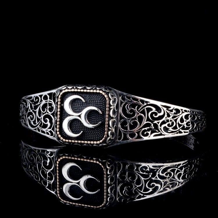 Üç Hilal Model Otantik Motif Gümüş BileklikErkek Bileklik