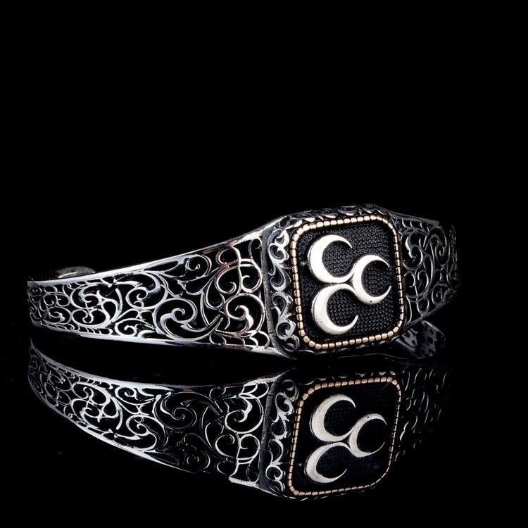 Üç Hilal Model Otantik Motif Gümüş BileklikErkek Bileklik