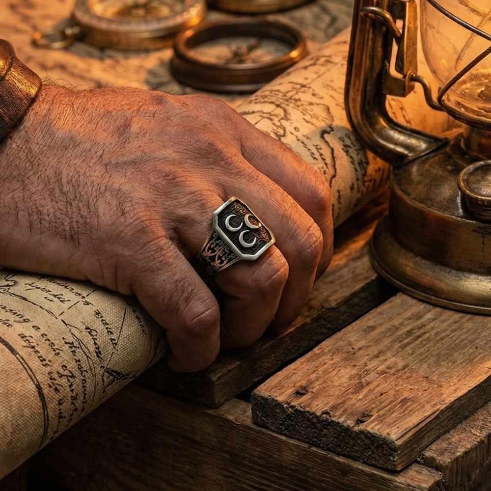 Üç Hilal Motifli Gümüş YüzükThree Crescent Ring