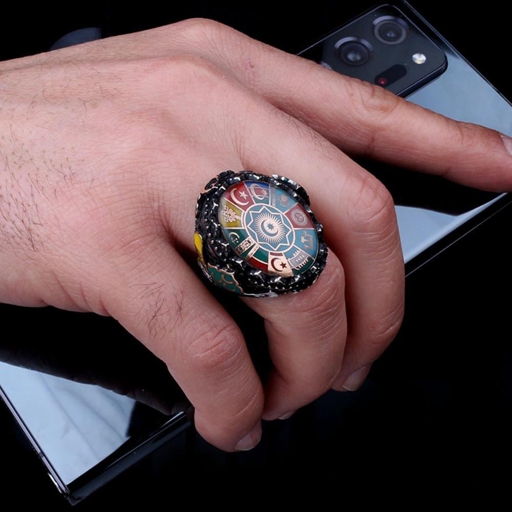 Üç Hilal Türk Devletleri Teşkilatı Gümüş YüzükTurkish Ring