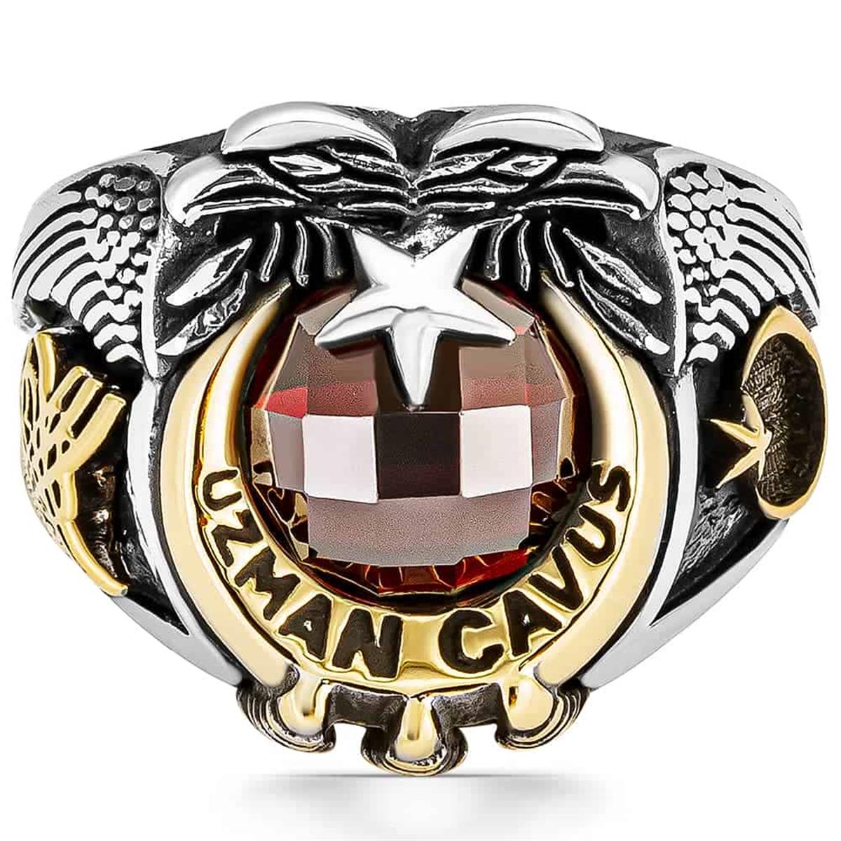 Uzman Çavuş Tuğra İşlemeli Gümüş Yüzük