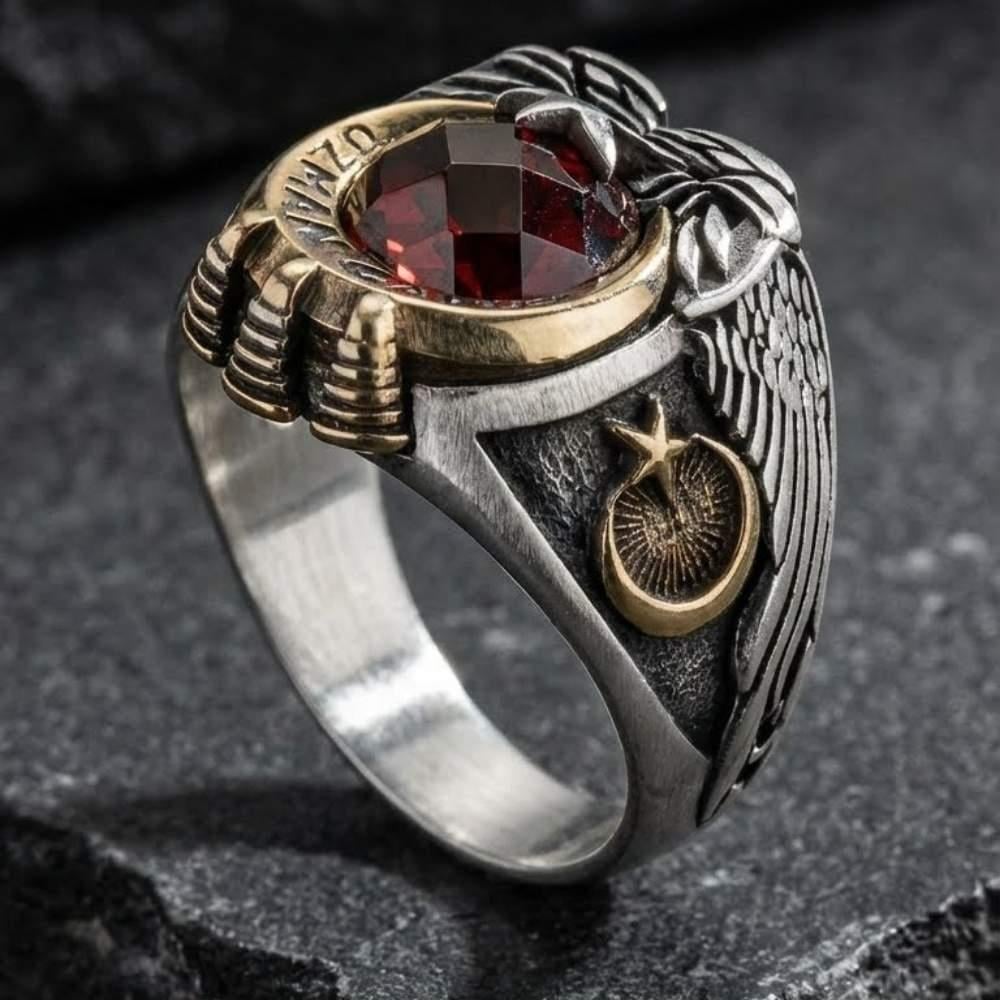 Uzman Çavuş Tuğra İşlemeli Gümüş YüzükUzman Çavuş Yüzükleri