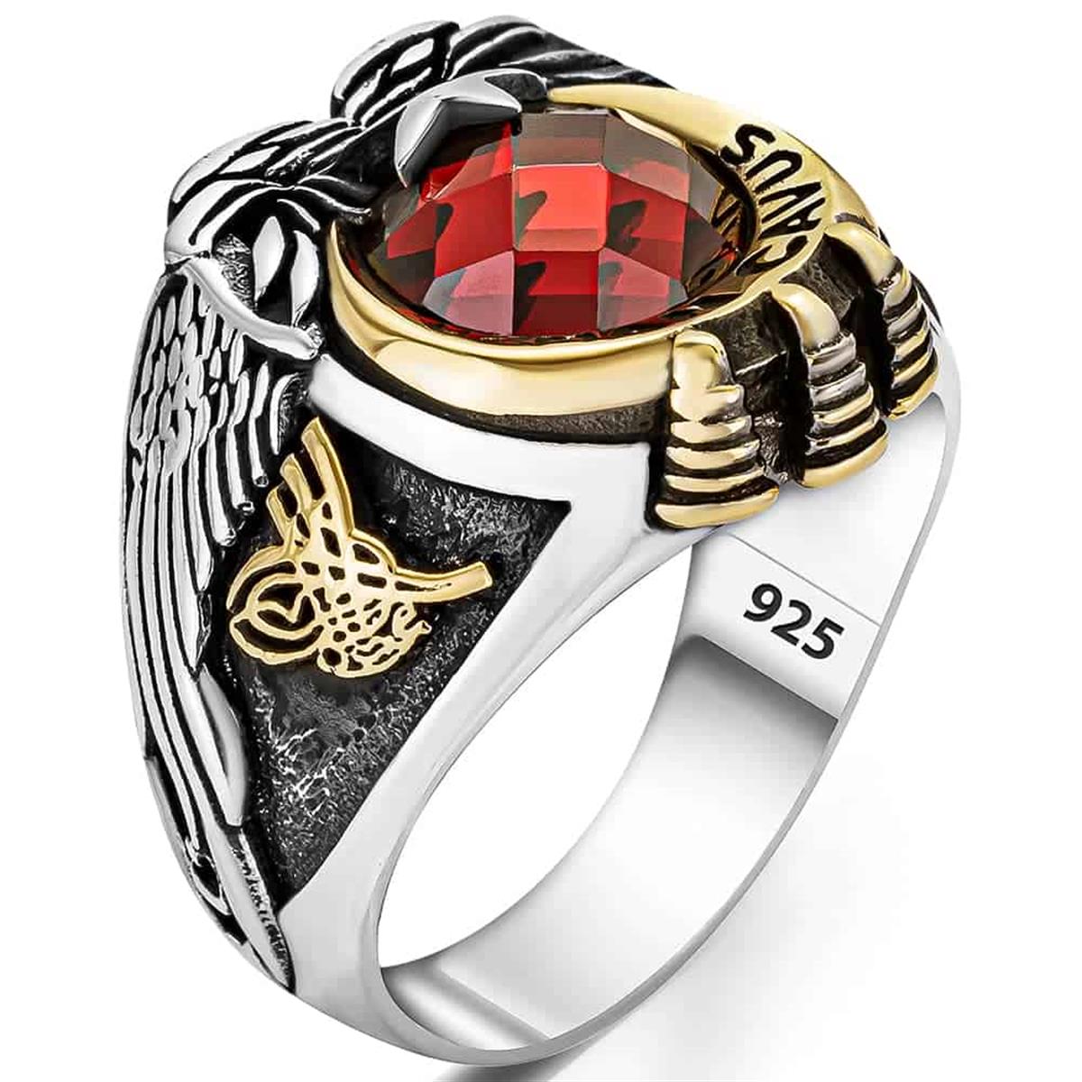 Uzman Çavuş Tuğra İşlemeli Gümüş Yüzük