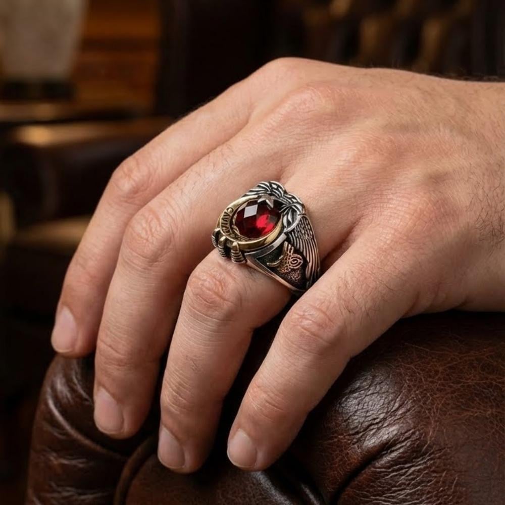 Uzman Çavuş Tuğra İşlemeli Gümüş YüzükUzman Çavuş Yüzükleri