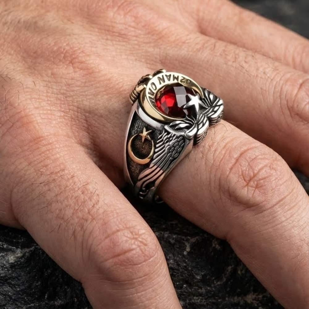 Uzman Çavuş Tuğra İşlemeli Gümüş YüzükUzman Çavuş Yüzükleri