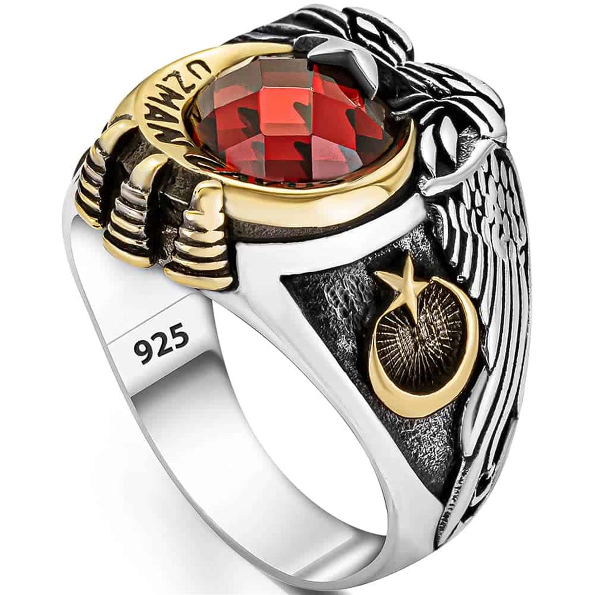 Uzman Çavuş Tuğra İşlemeli Gümüş Yüzük