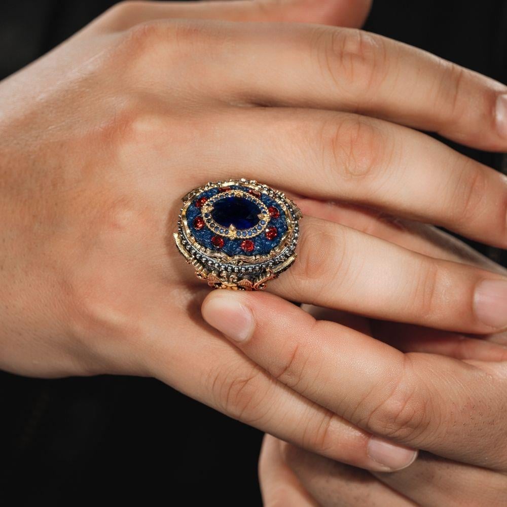 Yanları Selçuklu Kartalı Özel Tasarım Gümüş Yüzük