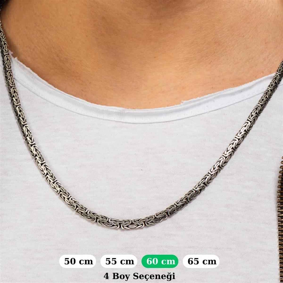 Yassı Kral Gümüş Kolye Zinciri 5mm