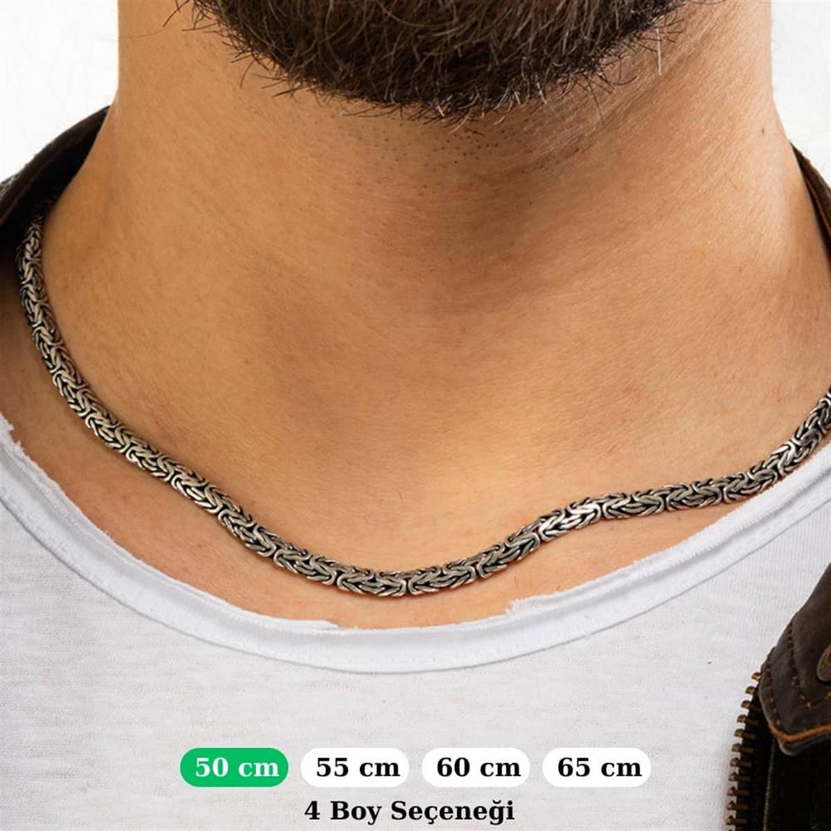Yassı Kral Gümüş Kolye Zinciri 5mm