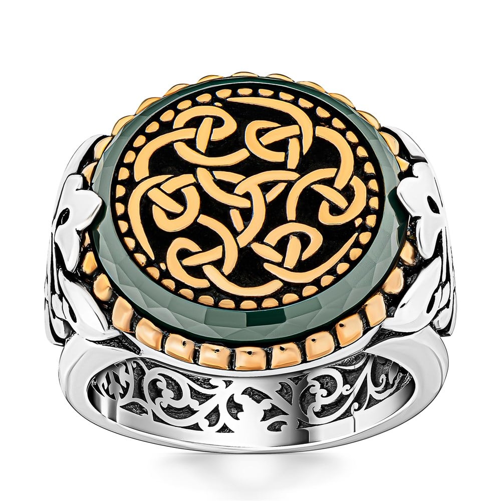 Yuvarlak Zirkon Taş İçi Örgü Model Gümüş Yüzük