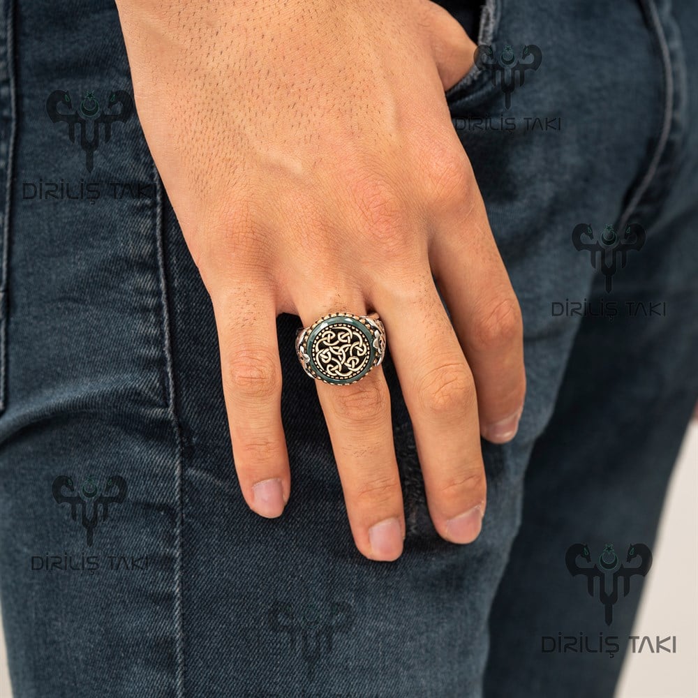 Yuvarlak Zirkon Taş İçi Örgü Model Gümüş Yüzük