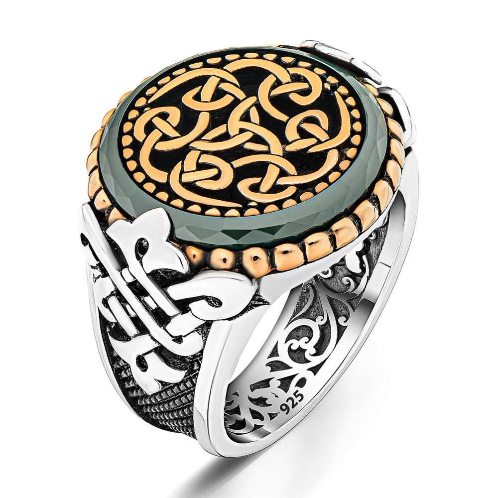 Yuvarlak Zirkon Taş İçi Örgü Model Gümüş Yüzük