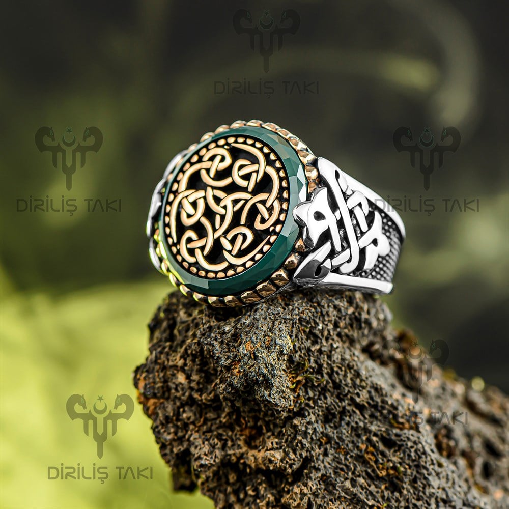 Yuvarlak Zirkon Taş İçi Örgü Model Gümüş Yüzük