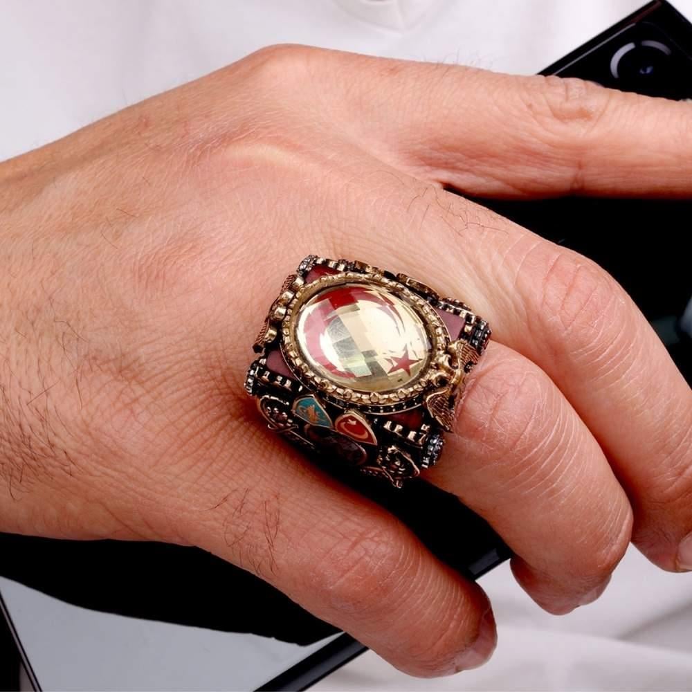 Zirkon Taş İçerisi Ay Yıldız İşlemeli Gümüş YüzükMoon Star Ring