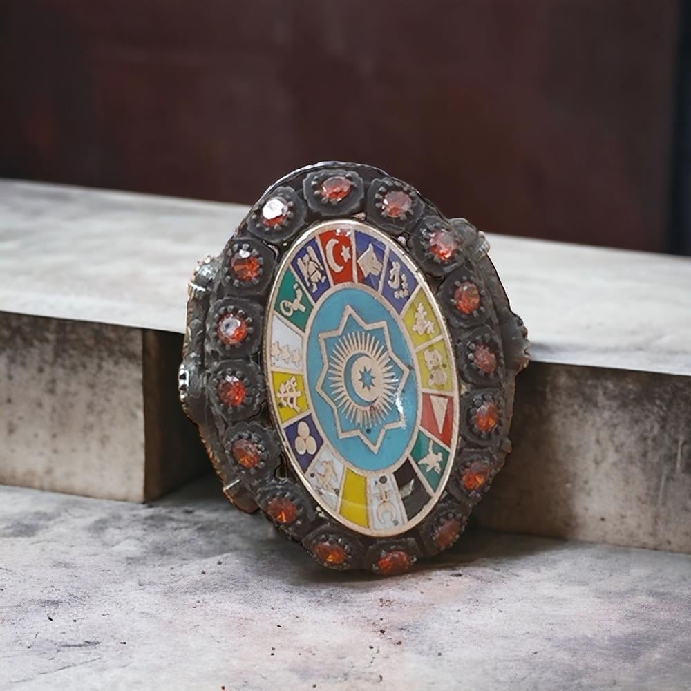 Zirkon Taş Süslemeli 16 Türk Devleti Gümüş Yüzük