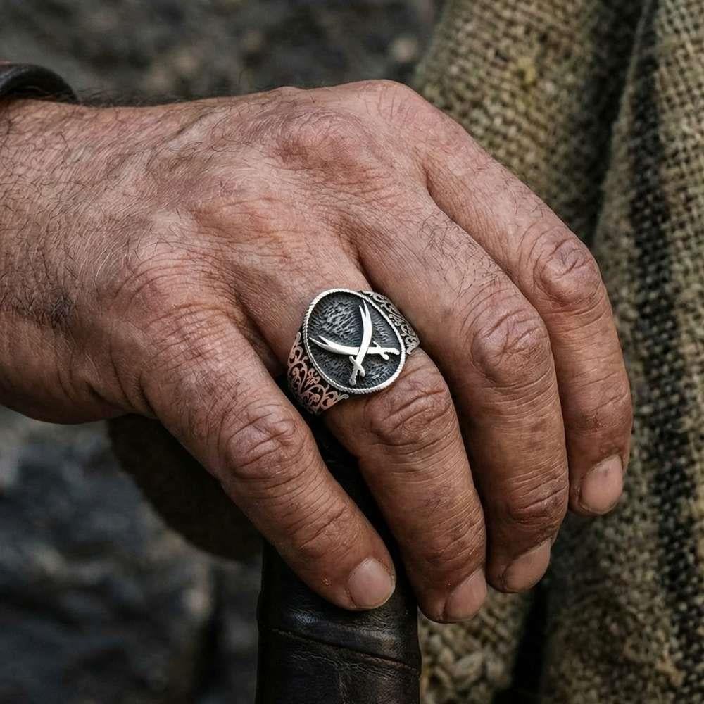Zülfikar Kılıcı Motifli Gümüş Yüzükİslami Yüzükler