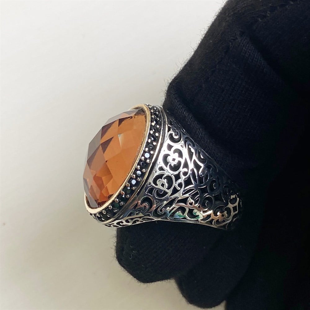 Zultanit Taşlı Osmanlı Desenli Gümüş Yüzük