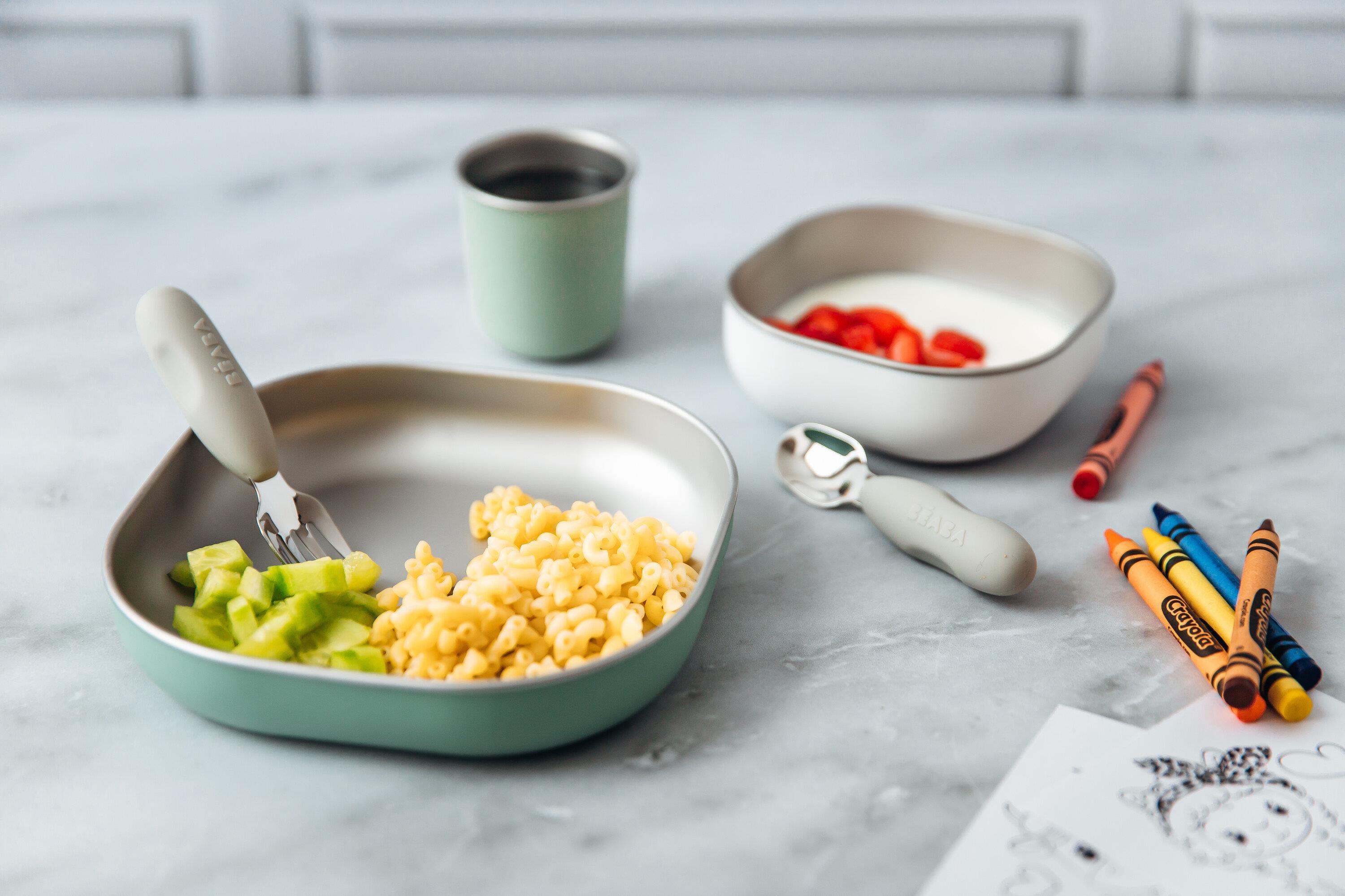 3lü Paslanmaz Çelik Beslenme seti, Sage green