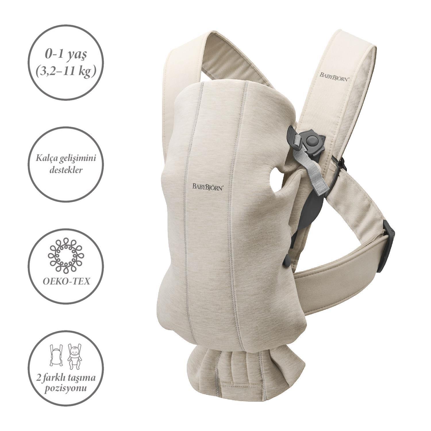 BabyBjörn 2'li Set Balance Soft Woven Jersey Üçlü Kumaş Ana Kucağı & Kanguru Mini 3D Jersey Light Beige