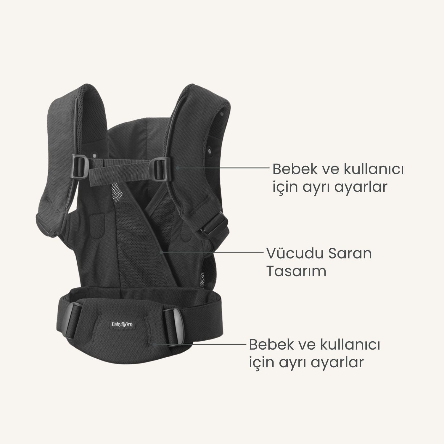 BabyBjörn 2'li Set Begin Ana Kucağı & Kanguru Hold Mesh Dark Grey