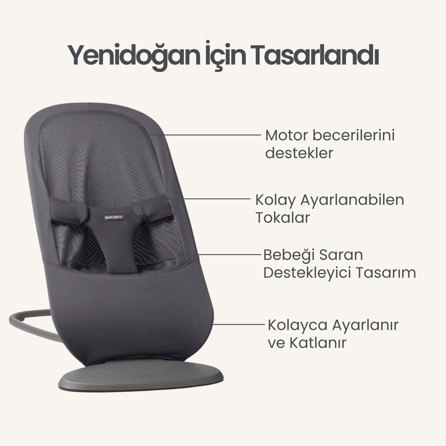 BabyBjörn Begin Ana Kucağı Mesh Dark Grey
