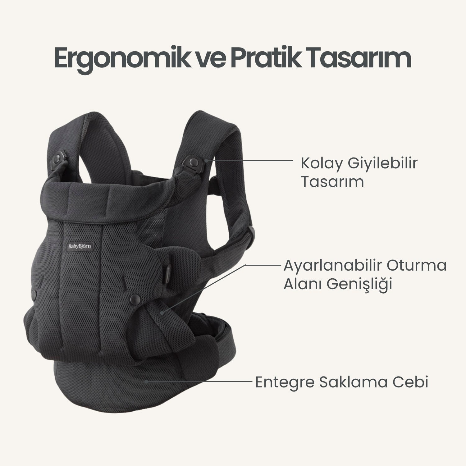 BabyBjörn Kanguru Hold Mesh Black