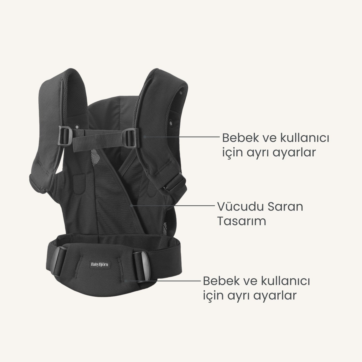 BabyBjörn Kanguru Hold Mesh Black