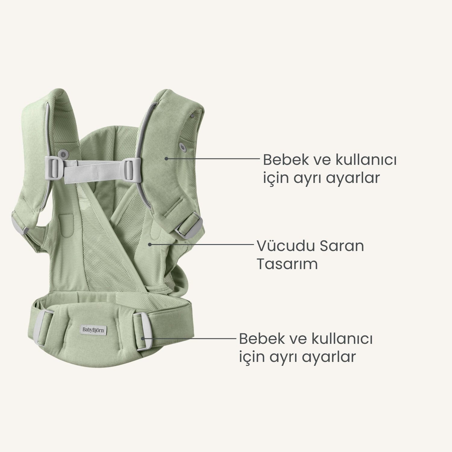 BabyBjörn Kanguru Hold Woven Light Green