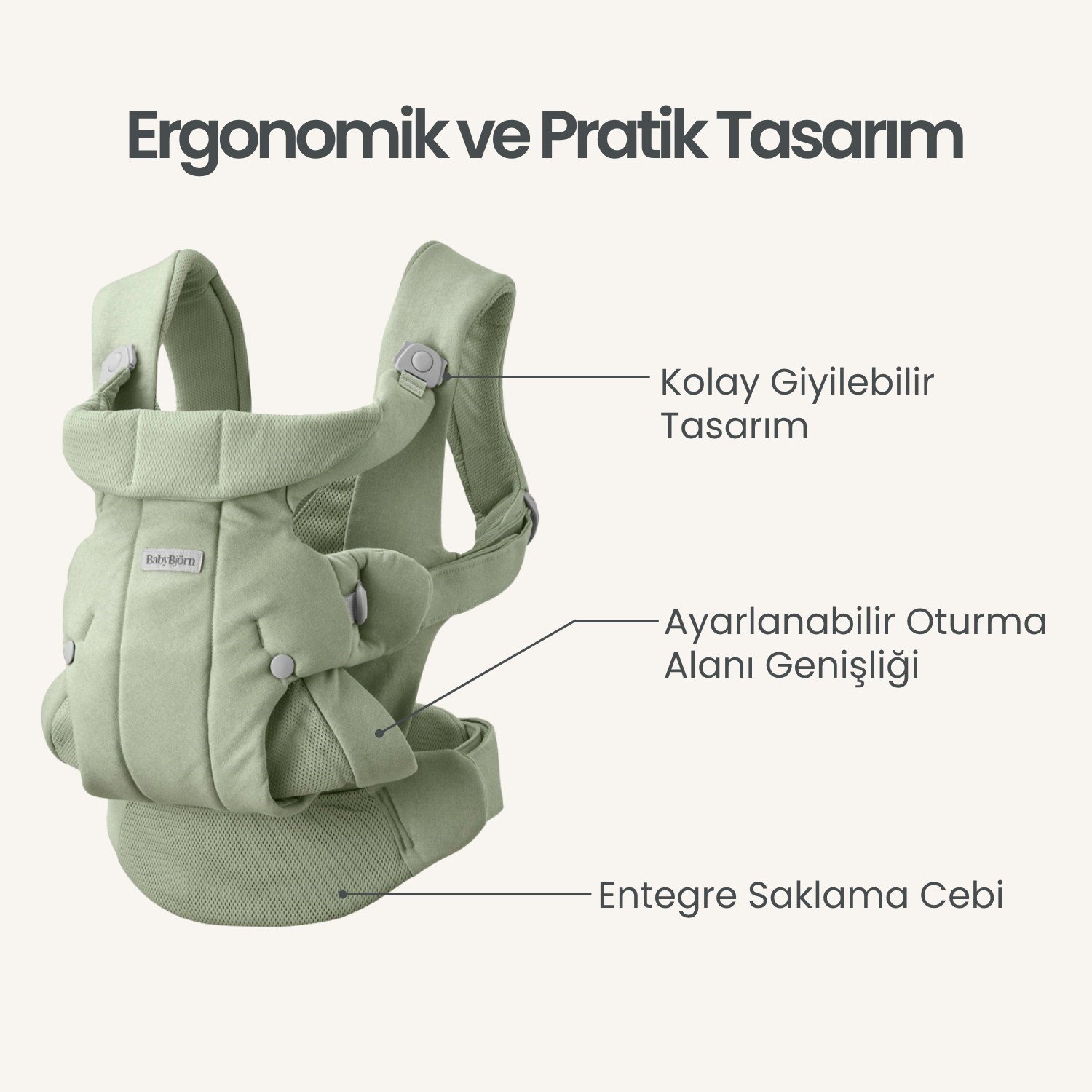 BabyBjörn Kanguru Hold Woven Light Green