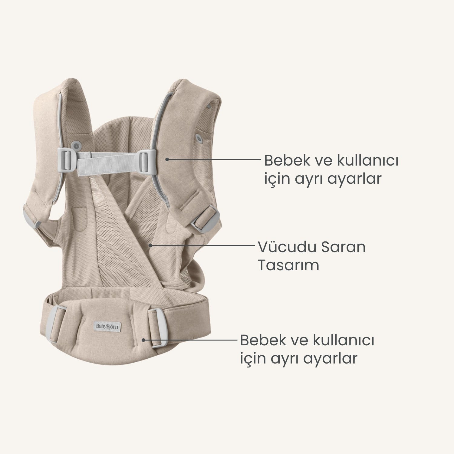BabyBjörn Kanguru Hold Woven Sand Grey