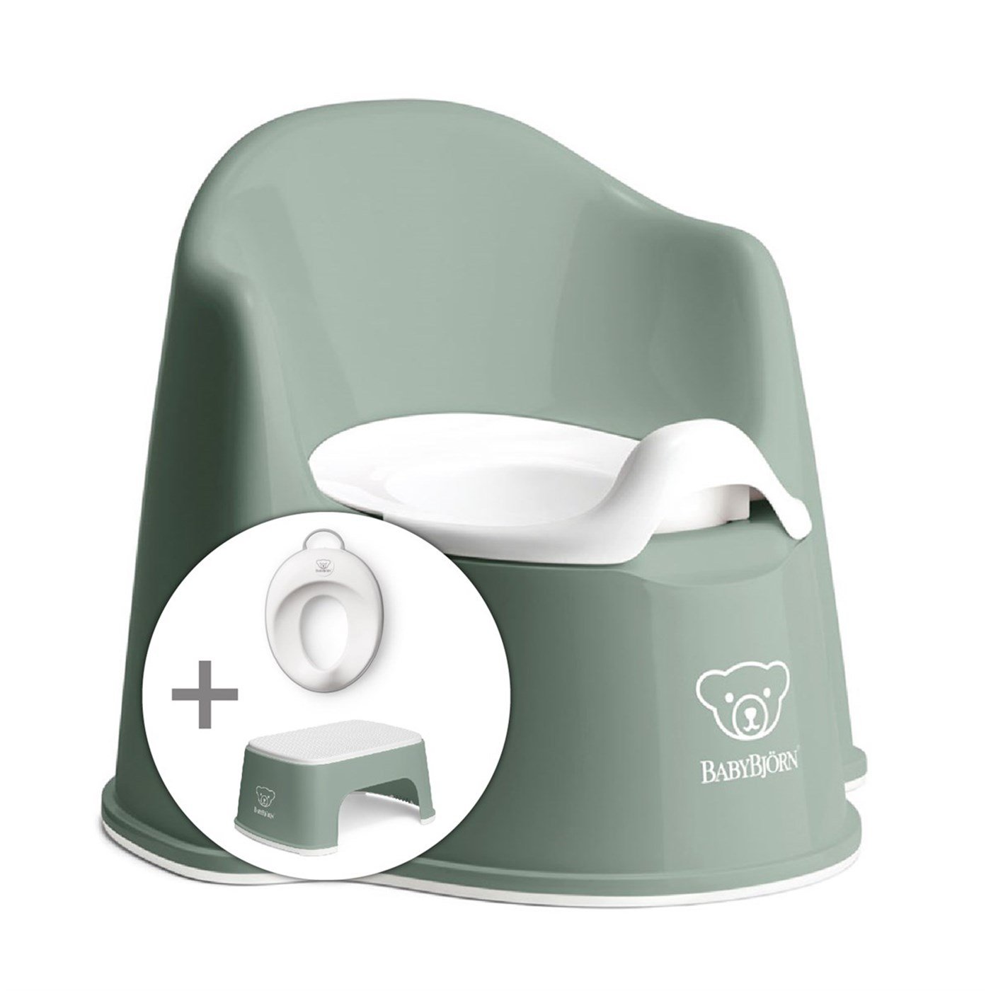 BabyBjörn Koltuk Oturak & Klozet Adaptörü & Banyo Basamağı Tuvalet Eğitimi Seti / Deep Green
