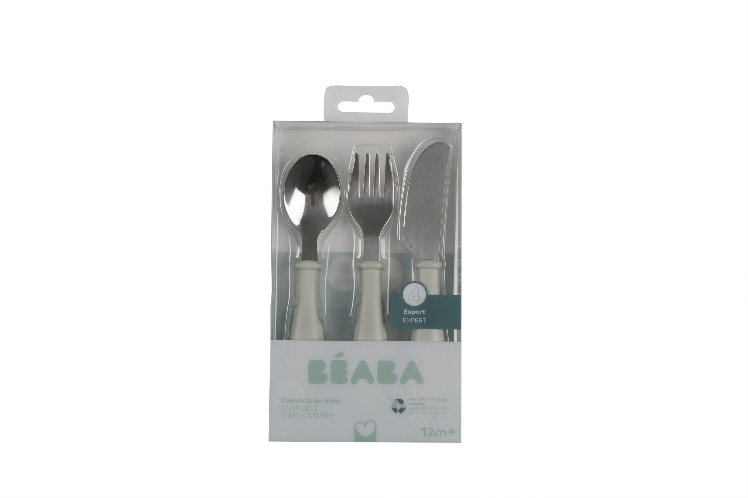 Beaba Paslanmaz Çelik Çatal Bıçak Kaşık Seti, Misty green