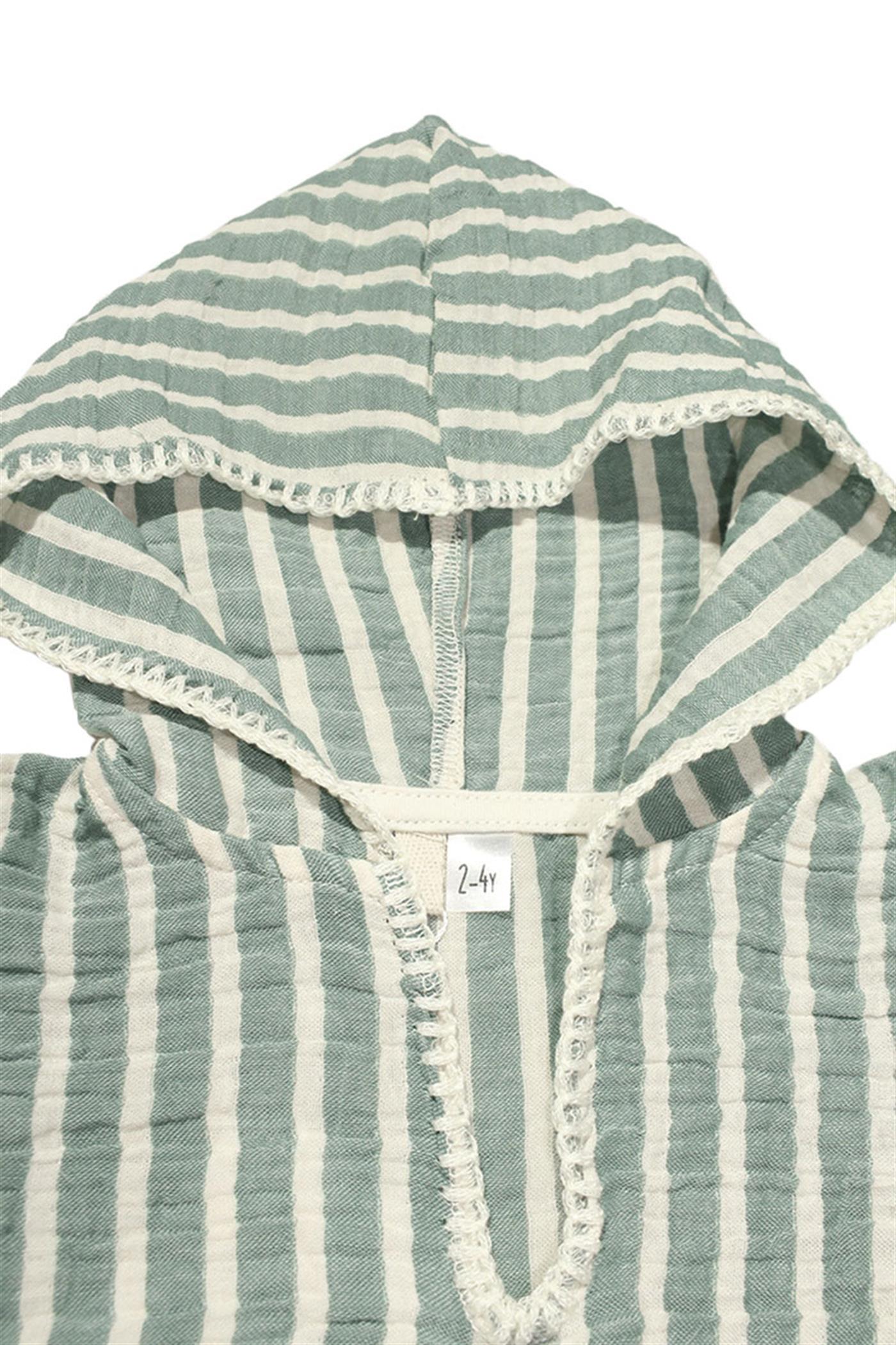 Çizgili Müslin Panço - Mint STD