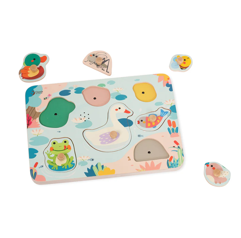 Classic World Ahşap Sesli Puzzle - Göl