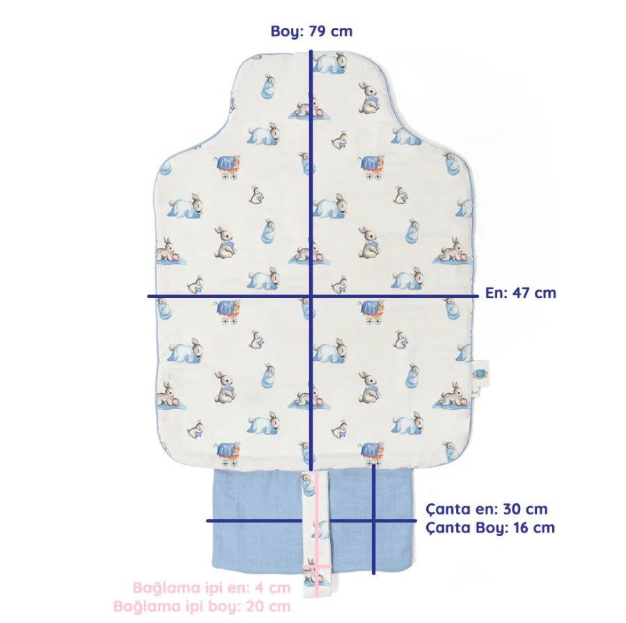 Deux Lapins Çantalı Pratik Katlanabilir Alt Değiştirme Matı Bebe lapin