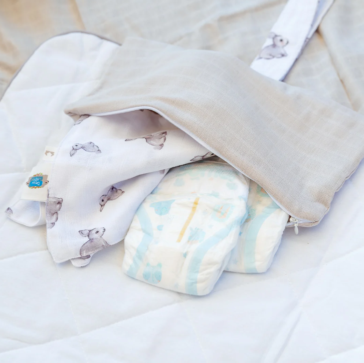 Deux Lapins Çantalı Pratik Katlanabilir Alt Değiştirme Matı Pembe bebe lapin