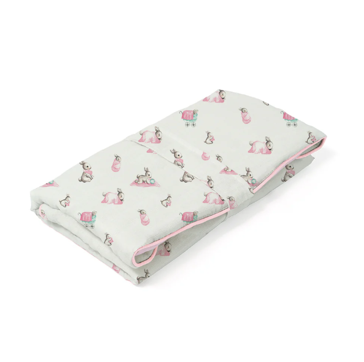 Deux Lapins Çantalı Pratik Katlanabilir Alt Değiştirme Matı Pembe bebe lapin