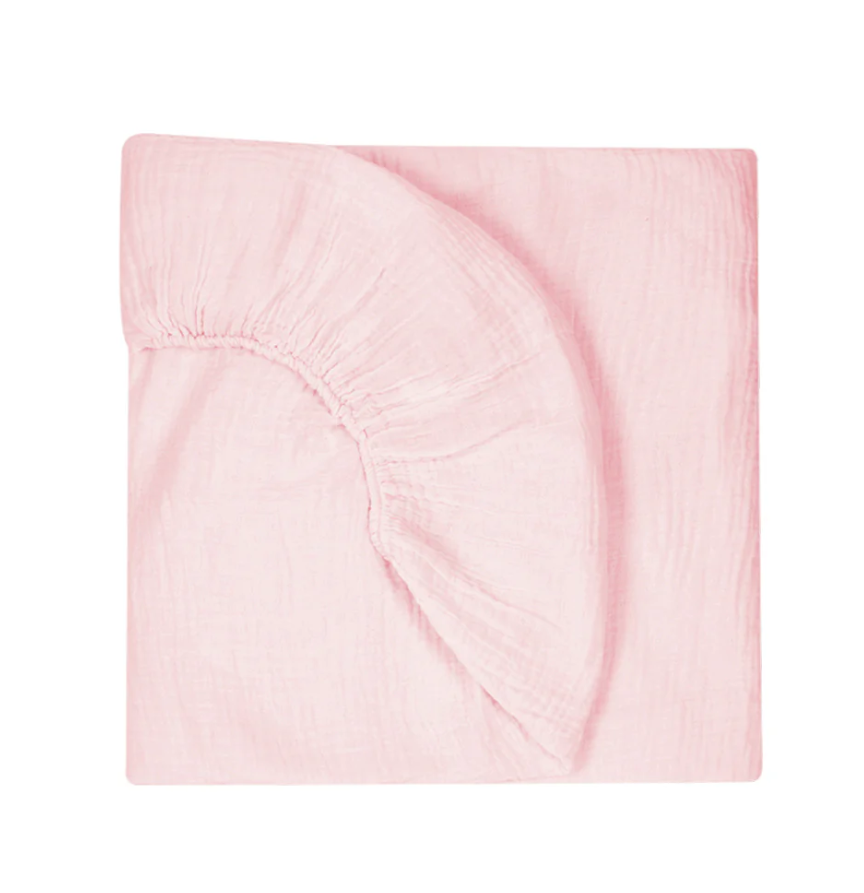 Deux Lapins Müslin Çarşaf Pembe